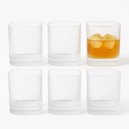Imagem de Copos Vidro Quadrado Texturizado 12un 228ml Transparente