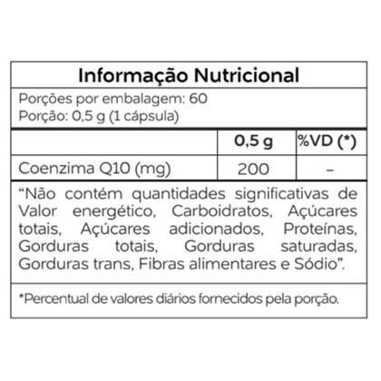 Imagem de COQ10 Coenzima Q10 Diversas Quantidades 200mg 60 Cápsulas Vegetais Vitaminlife
