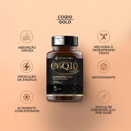 Imagem de CoQ10 Gold 200Mg Coenzima Q10 + Vit E Zinco 60Cáps (Laudo Pureza)