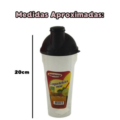 Imagem de Coqueteleira 600ml Para Bebida Drink Shake Multiuso Garrafa Preto Injetemp