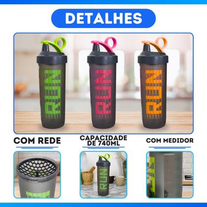 Imagem de Coqueteleira Academia Shaker Shakeira Garrafa Fitness C/ Rede 740ml