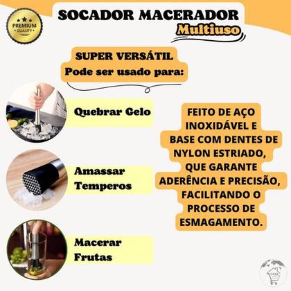 Imagem de Coqueteleira Caipirinha Profissional Inox Bar Drinks Tábua