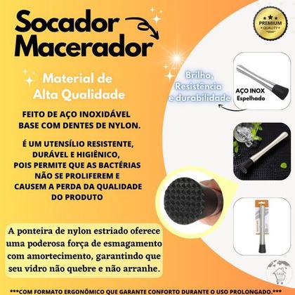 Imagem de Coqueteleira Caipirinha Profissional Inox Bar Drinks Tábua