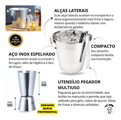 Imagem de Coqueteleira Caipirinha Profissional Inox Bar Drinks Tábua