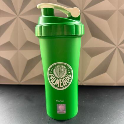 Imagem de Coqueteleira de plástico time palmeiras verde personalizada com tampa 600ml para whey bebidas batidas drinks coquetelera