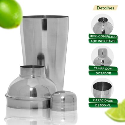 Imagem de Coqueteleira Inox 500ml Profissional Bar Coquetel Drinks