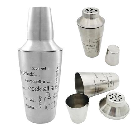 Imagem de Coqueteleira Inox Prata 500ml Decorada para Drinks Bebidas Coqueteis Bartender