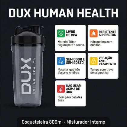 Imagem de Coqueteleira Shaker Pro Dux Nutrition Fumê 800ml Com Peneira Móvel Livre de BPA
