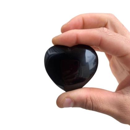 Imagem de Coração De Pedra Obsidiana Negra Natural P/ Bons Fluidos