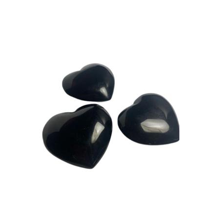 Imagem de Coração De Pedra Obsidiana Negra Natural P/ Bons Fluidos