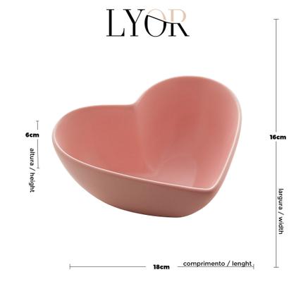 Imagem de Coração Decorativo de Cerâmica Heart Rosa 18cm x 16cm x 6cm - Lyor