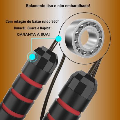 Imagem de Corda D Pular Exercício Funcional Speed Rope Rolamento Cabo De Aço 2,7m