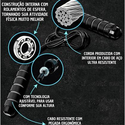 Imagem de Corda De Pular Aço Speed Rope exercício funcional Profissional 2,8M