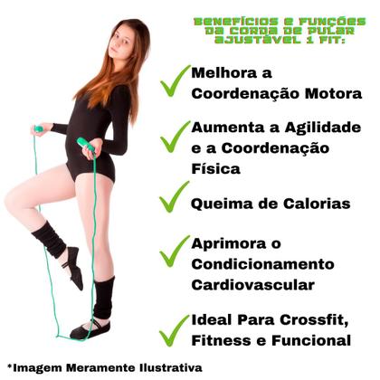 Imagem de Corda de Pular Ajustável Fitness Funcional Verde PVC