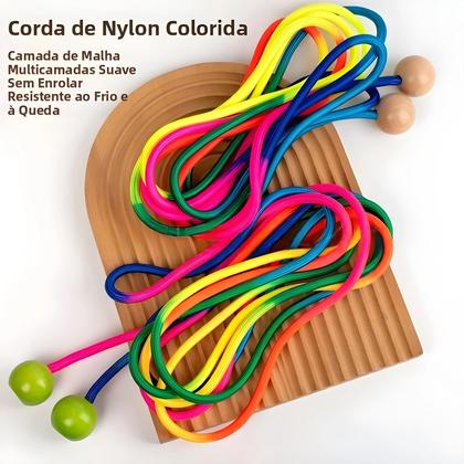 Imagem de Corda De Pular Arco-Íris 5M Com Cabo Antiderrapante Para Crianças Estudantes Esportes Ao Ar Livre