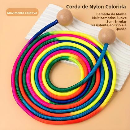 Imagem de Corda De Pular Arco-Íris 5M Com Cabo Antiderrapante Para Crianças Estudantes Esportes Ao Ar Livre