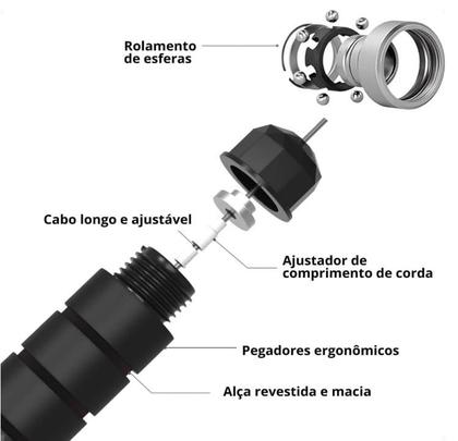 Imagem de Corda de Pular Cross Speed Rope Profissional Fitness Para Exercícios em Casa 3m, Cabo de Aço com Pegadores Ergonômicos e Rolamento Duplo