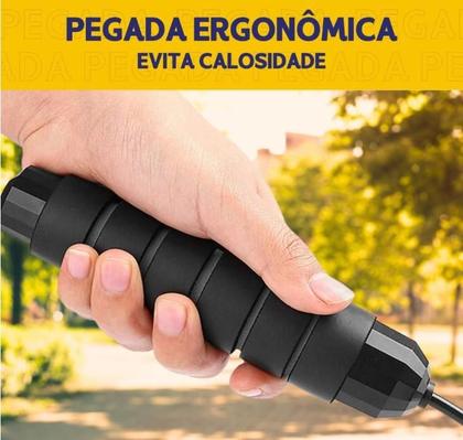 Imagem de Corda de Pular Cross Speed Rope Profissional Fitness Para Exercícios em Casa 3m, Cabo de Aço com Pegadores Ergonômicos e Rolamento Duplo
