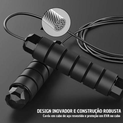 Imagem de Corda de Pular Cross Speed Rope Profissional Fitness Para Exercícios em Casa 3m, Cabo de Aço com Pegadores Ergonômicos e Rolamento Duplo
