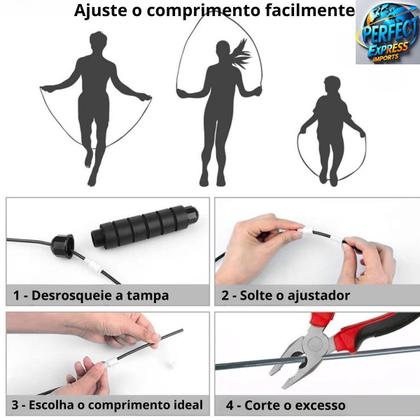 Imagem de Corda de Pular Cross Speed Rope Profissional Fitness Para Exercícios em Casa 3m, Cabo de Aço com Pegadores Ergonômicos e Rolamento Duplo