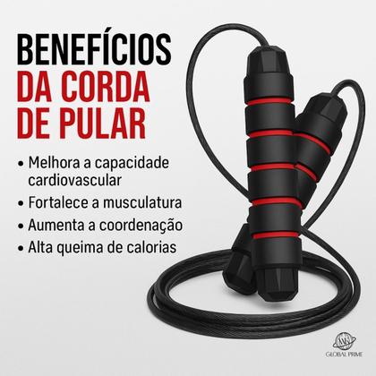 Imagem de Corda de Pular Cross Speed Rope Profissional Fitness Para Exercícios em Casa 3m, Cabo de Aço com Pegadores Ergonômicos e Rolamento Duplo