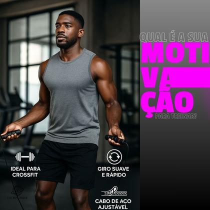 Imagem de Corda de Pular Cross Speed Rope Profissional Fitness Para Exercícios em Casa 3m, Cabo de Aço com Pegadores Ergonômicos e Rolamento Duplo