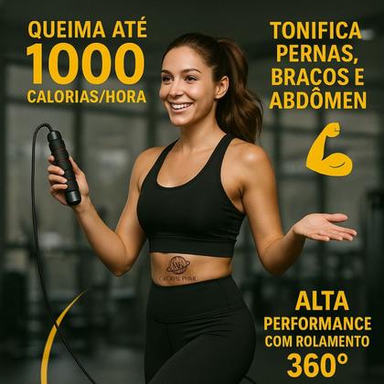 Imagem de Corda de Pular Cross Speed Rope Profissional Fitness Para Exercícios em Casa 3m, Cabo de Aço com Pegadores Ergonômicos e Rolamento Duplo