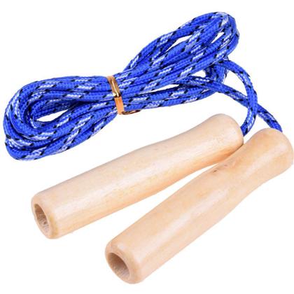 Imagem de Corda de pular para exercícios com cabo de madeira 2,24m