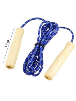 Imagem de Corda de pular para exercícios com cabo de madeira 2,24m