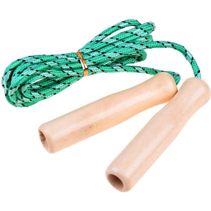 Imagem de Corda de pular para exercícios com cabo de madeira 2,24m