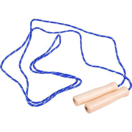 Imagem de Corda de pular para exercícios com cabo de madeira 2,24m