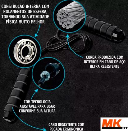 Imagem de Corda De Pular Profissional, Speed Rope Funcional Ajustável MKFIT