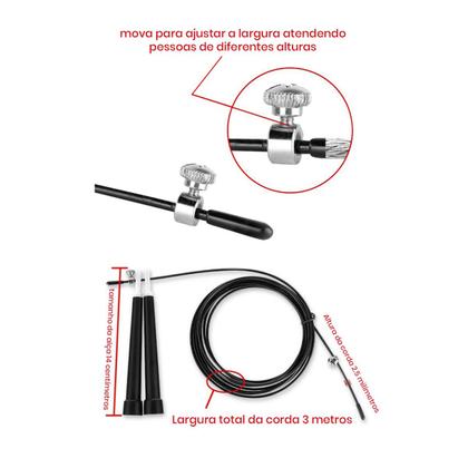 Imagem de Corda De Pular Speed Rope Rolamento 3m Cabo De Aço