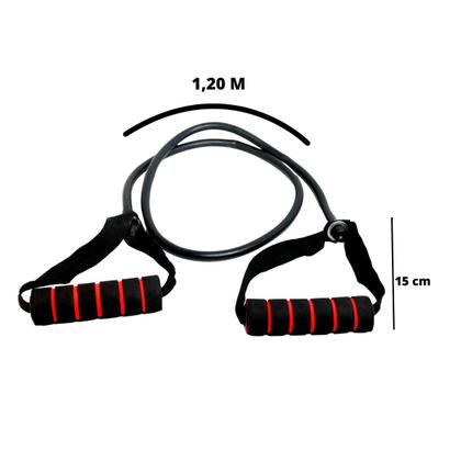Imagem de Corda elástica de treino muscular preta 1,20m com puxadores