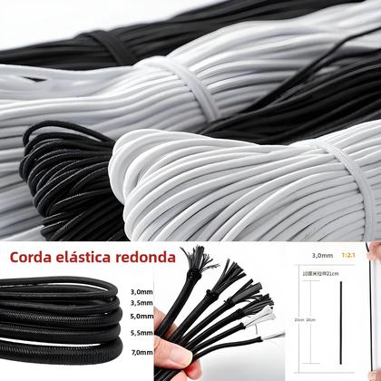 Imagem de Corda Elástica Redonda Preta E Branca De 1-10mm Alta Elasticidade Banda De Borracha De Látex Para
