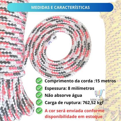 Imagem de Corda Multiuso Meada Polipropileno 8mmx15 Metros Camping Amarração Resistente Laço