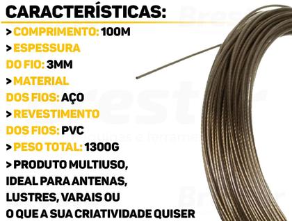 Imagem de Corda P/ Varal 100m Melhor Qualidade Resistente Em Aço/pvc Bestfer BFH1813