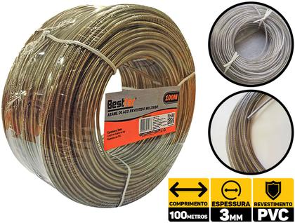 Imagem de Corda P/ Varal 100m Melhor Qualidade Resistente Em Aço/pvc Bestfer BFH1813