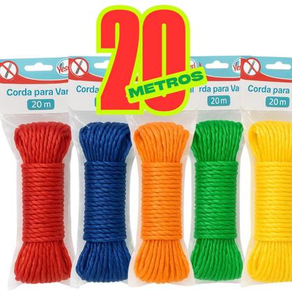 Imagem de Corda para Varal 20m Super Resistente 4mm Polipropileno  Ideal para Teto, Quintal e Apartamento