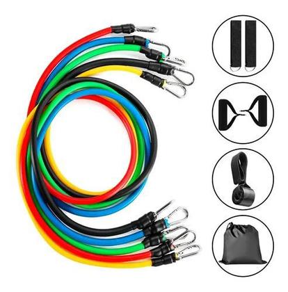 Imagem de Corda pular kit 11 peças elastico extensor musculação yoga