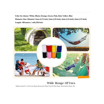 Imagem de Corda utilitária IHKFILAN Polipropileno 3 mm (1/8 polegada) 100 m preta