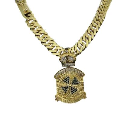 Imagem de Cordão 13mm Grumet + Pingente Trevo - Banhado a ouro 18k