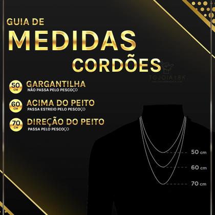 Imagem de Cordão 3mm Cadeado Duplo + Cruz Boleada Vazada Banhado Ouro