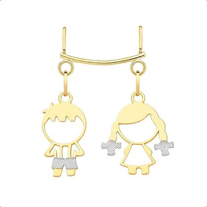 Imagem de Cordão 45cm Com Canga E Pingentes Filhos Casal Ouro 18k