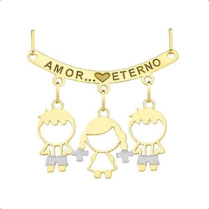 Imagem de Cordão 50cm Com Canga E Pingentes filhos Ouro 18k