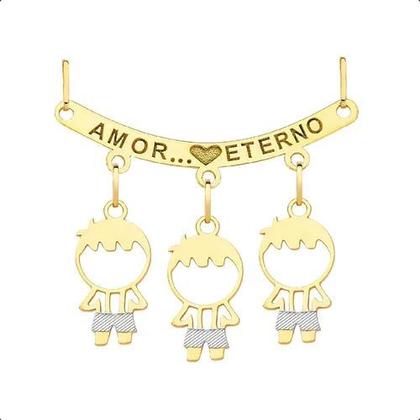 Imagem de Cordão 50cm Com Canga E Pingentes filhos Ouro 18k