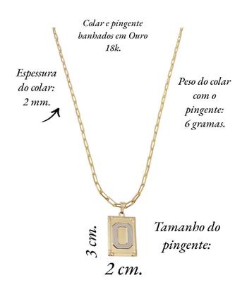 Imagem de Cordão 50Cm Masculino Feminino Pingente Letra O Banhado Ouro
