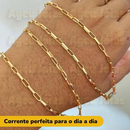 Imagem de Cordão 70CM Ouro 18k Masculino Tijolinho Oca Cordão Colar