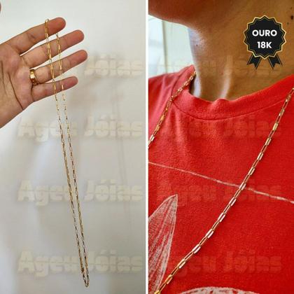 Imagem de Cordão 70CM Ouro 18k Masculino Tijolinho Oca Cordão Colar