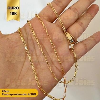 Imagem de Cordão 70CM Ouro 18k Masculino Tijolinho Oca Cordão Colar